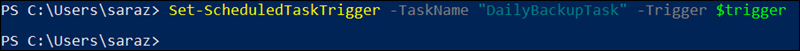 Finish editing a task in PowerShell terminal output