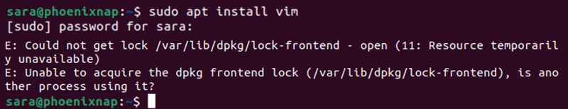 Could not get lock var/lib/dpkg/lock-frontend - open error message
