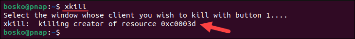 Killing processes using xkill in Linux.