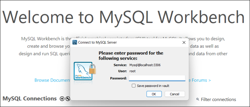 MySQL Workbench connect to server