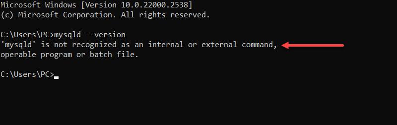 mysqld command not working terminal output
