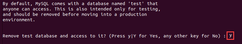 Remove test database terminal output
