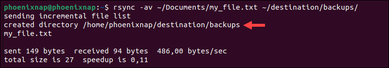 Copy a file locally using rsync.