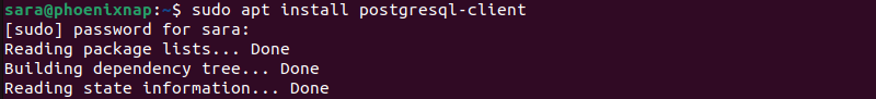 sudo apt install postgresql-client terminal output