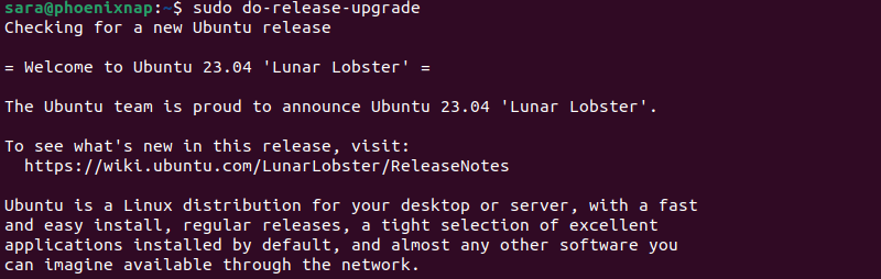 sudo do release terminal output new release information ubuntu 23.04 lunar lobster
