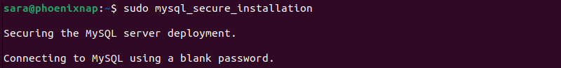 sudo mysql_secure_installation terminal output