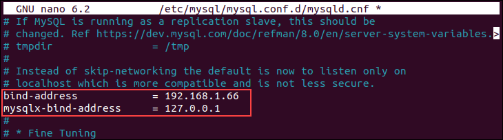 Setting up the IP address to listen for connections during MySQL replication.