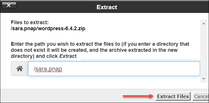 Click extract files