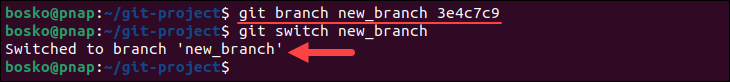 Creating a new Git branch from a commit.