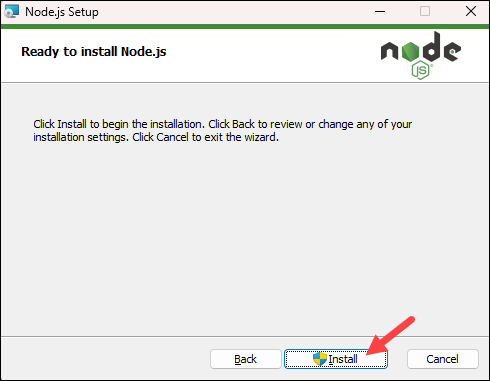 Installing Node.js on Windows using the Windows installer.