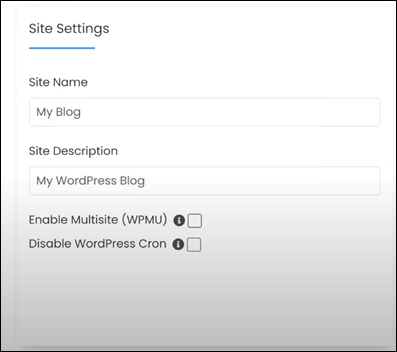 Adjust the site settings