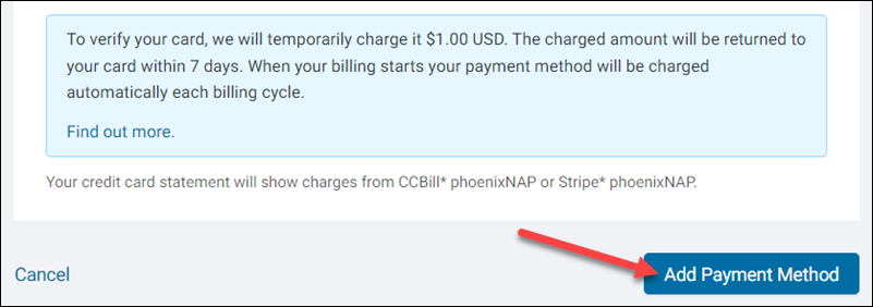 Location of the Add Payment Method button.
