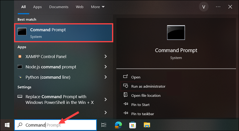 Access Windows Command Prompt.
