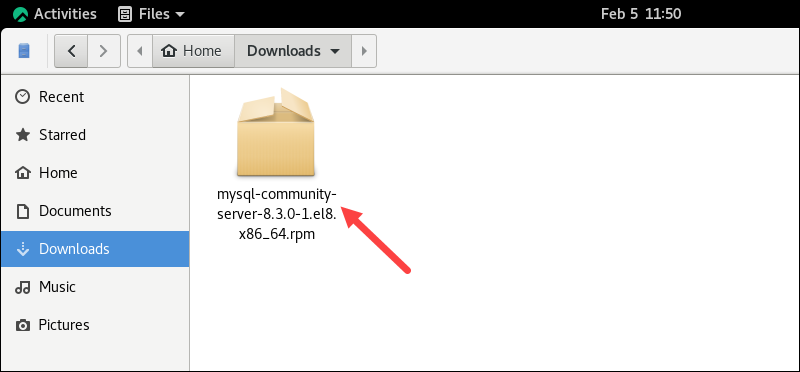 Downloading an RPM file in Linux.
