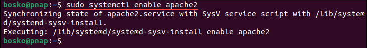 Enabling Apache on system startup.