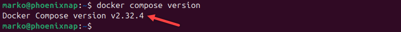 Checking the version of Docker Compose installed on the system.