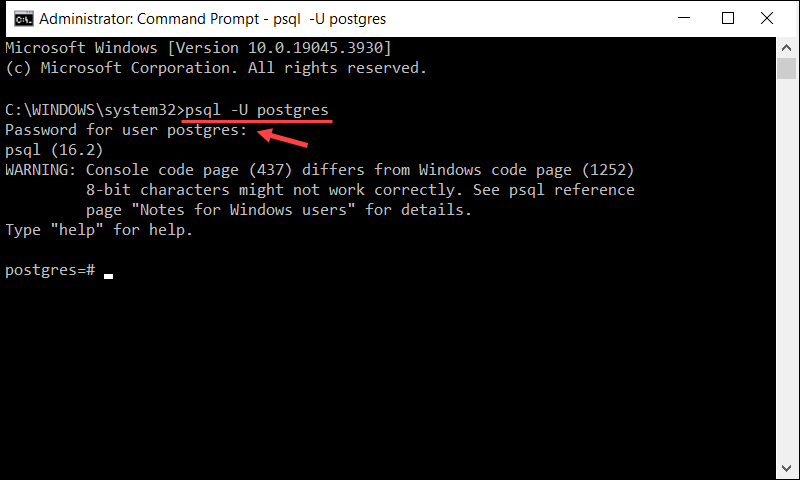 Access PostgreSQL database from Windows CMD.