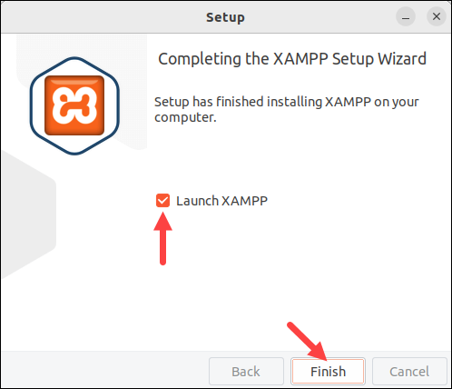 Completing XAMPP installation on Ubuntu.