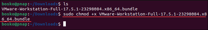 Making the VMware workstation pro installer executable on Ubuntu.