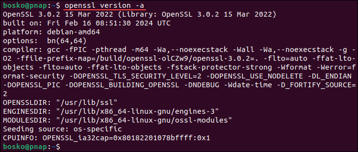 Checking which openSSL version is installed on the system.