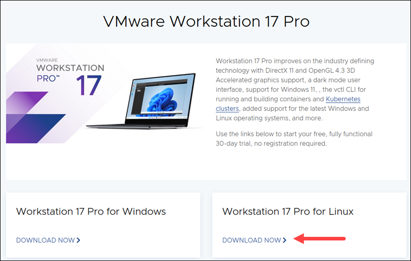 Download VMware Workstation Pro for Ubuntu Linux.