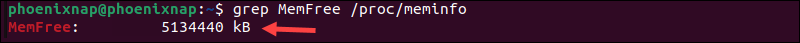 Using grep to parse the /proc/meminfo file.