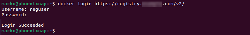 Logging in to a private Docker registry.