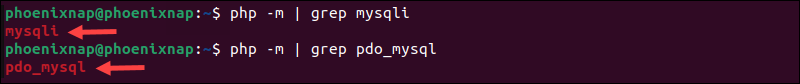 Checking for MySQL extensions in Ubuntu.