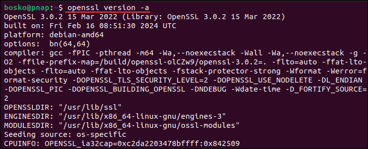 Show all OpenSSL information in a single output.