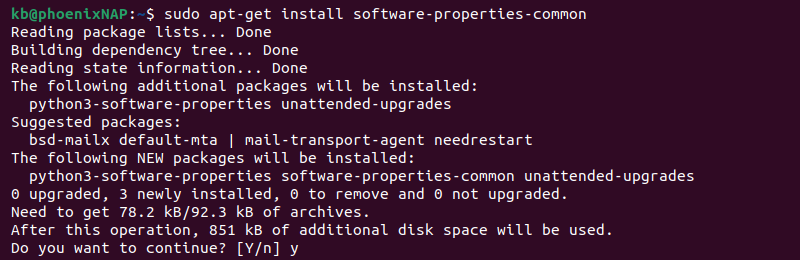 sudo apt-get install software-properties-common terminal output