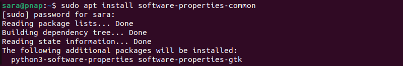 sudo apt install software-properties-common terminal output