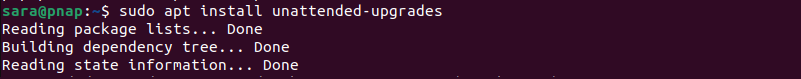 sudo apt install unattended-upgrades terminal output