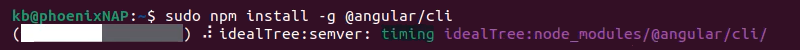 sudo npm install angular cli terminal output