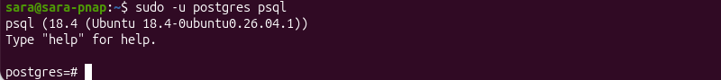 sudo -u postgres psql terminal output