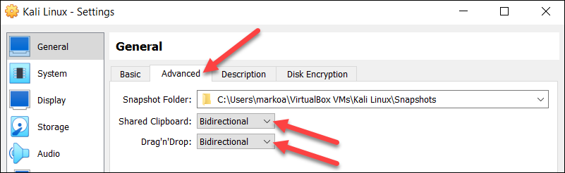 Allowing clipboard communication between the host and the VM.