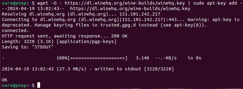 Adding GPG key terminal output