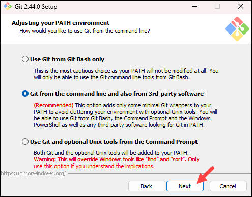Adjusting the PATH in Git for Windows.