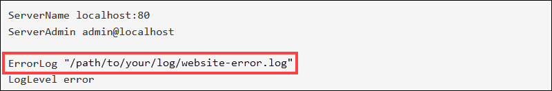 PHP error logging in Apache config file.