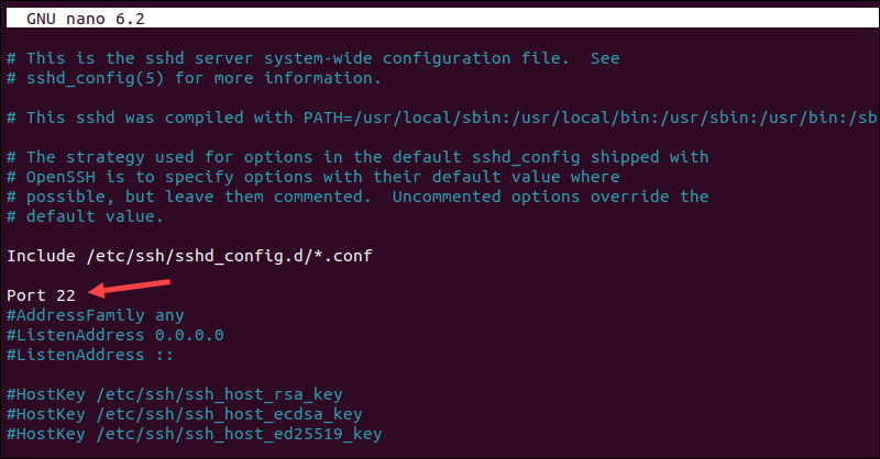 Changing the default SSH port number in the sshd configuration file.