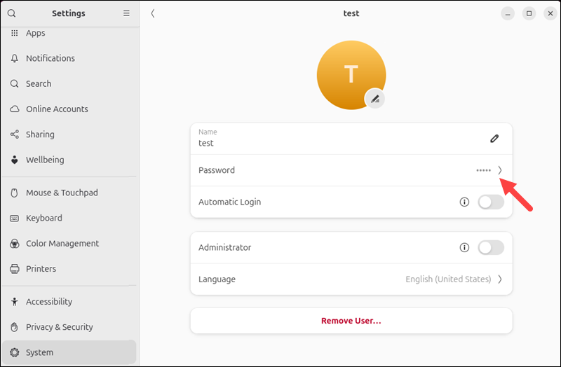 Password field in Ubuntu