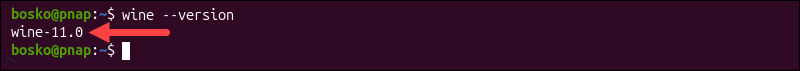 checking wine version terminal output