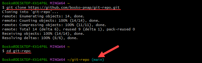 Cloning a repository from GitHub to the local machine.
