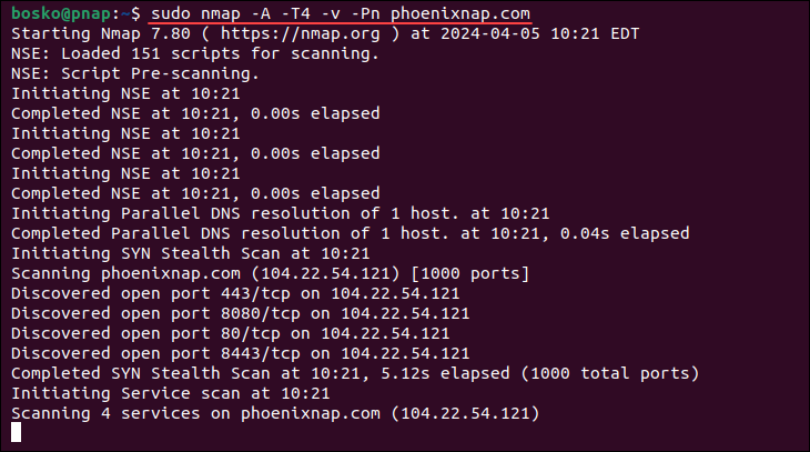 Combining different options in Nmap.