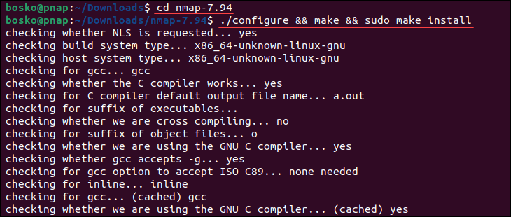 Compiling Nmap from the source code.