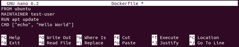Contents of an example Dockerfile.