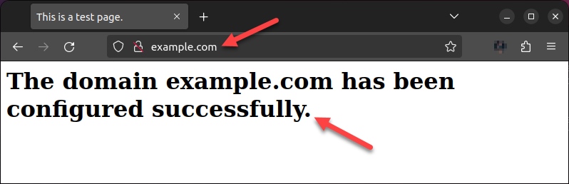 Visiting the sample website in Firefox.