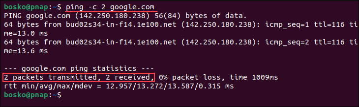 Limiting the number of ping packets.