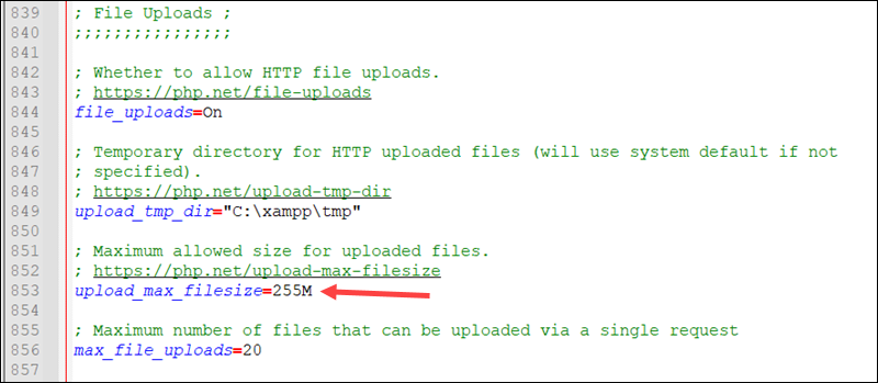 Increasing the upload_max_filesize limit in the php.ini file via FTP client.