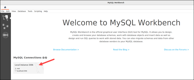 MySQL Workbench connections list