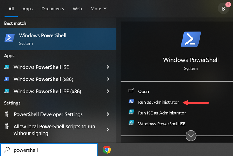 Opening Windows PowerShell.